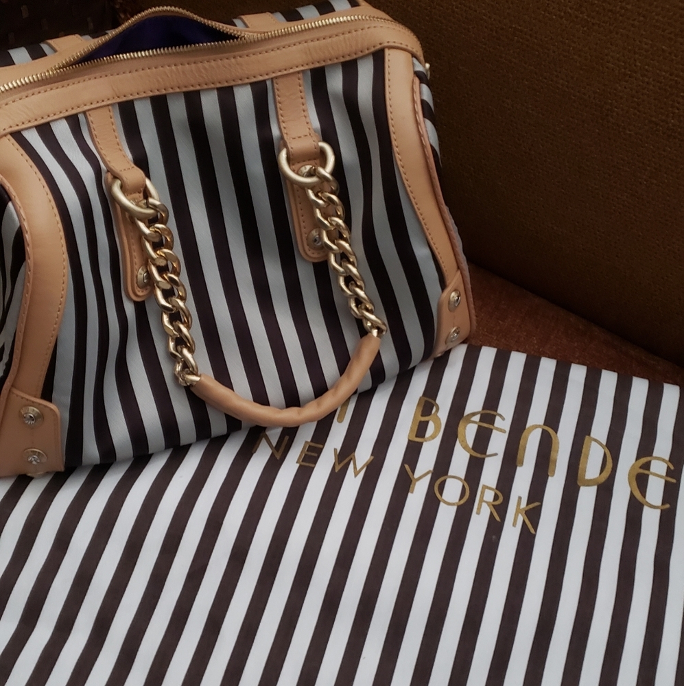 Authentic Henri Bendel vintage striped barrel bag